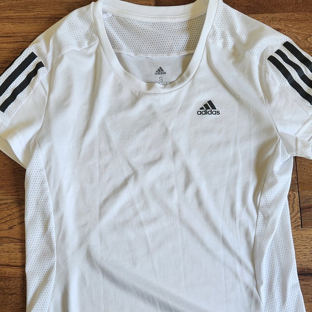 Adidas White Running Aeroready Short Sleeve Shirt